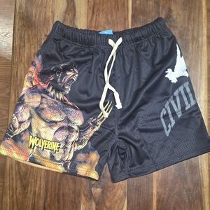 Civil Regime/Marvel Collab Wolverine Graphic Black Shorts